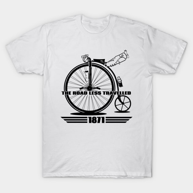 High wheel penny farthing bikepacking T-Shirt by mailboxdisco